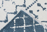 Blue, white, patterned, machine washable rug