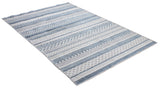 Gray, blue, striped, machine washable rug