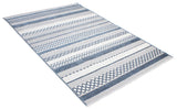 Gray, blue, striped, machine washable rug