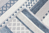 Gray, blue, striped, machine washable rug