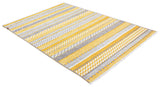 Yellow, gray, striped, machine washable rug