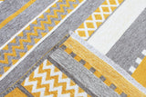 Yellow, gray, striped, machine washable rug