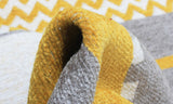 Yellow, gray, striped, machine washable rug