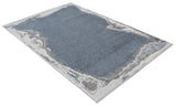 Blue, gray, marble border design, machine washable rug