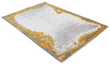 Yellow, gray, marble border design, machine washable rug