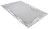 Gray, marble border design, machine washable rug