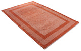 Orange, classic, bordered, patterned, machine washable rug