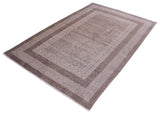Brown, classic, bordered, patterned, machine washable rug