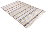 Washable Scandinavian Patterned Rug in Yellow and Grey Color