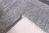 Gray, classic, bordered, patterned, machine washable rug