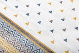 Washable Pyramid Patterned Rug in Yellow and Blue Color