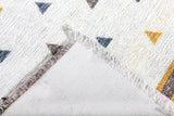 Washable Pyramid Patterned Rug in Yellow and Blue Color