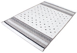 Washable Pyramid Patterned Rug in White and Grey Color
