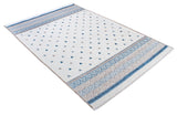 Washable Pyramid Patterned Rug in Blue and White Color