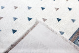 Washable Pyramid Patterned Rug in Blue and White Color