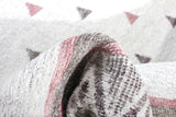 Washable Pyramid Patterned Rug in Pink and Grey Color