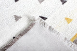Washable Pyramid Patterned Rug in Yellow and Grey Color
