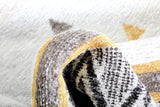 Washable Pyramid Patterned Rug in Yellow and Grey Color