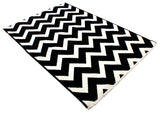 Black and white, geometric patterned, machine washable rug