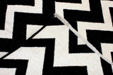 Black and white, geometric patterned, machine washable rug