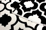 Black and white, geometric patterned, machine washable rug