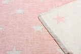 Pink, white, star patterned, machine washable rug for kids