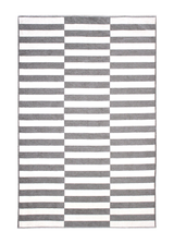Gray, white, striped, machine washable rug