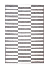 Gray, white, striped, machine washable rug