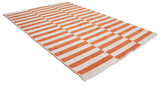 Red, white, striped, machine washable rug