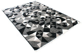 Black and white, geometric patterned, machine washable rug