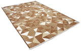 Brown, white, geometric patterned, machine washable rug