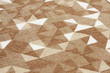 Brown, white, geometric patterned, machine washable rug