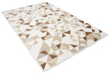 Brown, white, geometric patterned, machine washable rug
