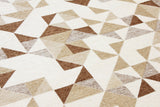 Brown, white, geometric patterned, machine washable rug