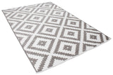 Gray and white, geometric patterned, machine washable rug