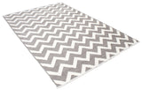 Gray and white, geometric patterned, machine washable rug