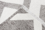 Gray and white, geometric patterned, machine washable rug