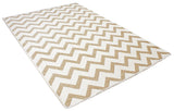 Beige, white, geometric patterned, machine washable rug