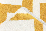 Yellow, white, geometric patterned, machine washable rug