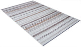 Washable Ethnic Patterned Rug in Beige and Grey Color