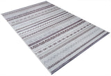 Washable Ethnic Patterned Rug in Grey Color