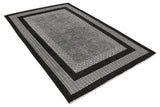 Washable Border Patterned Rug in Black Color
