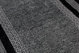 Washable Border Patterned Rug in Black Color