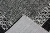 Washable Border Patterned Rug in Black Color