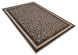 Washable Leopard Patterned Rug in Beige and Black Color