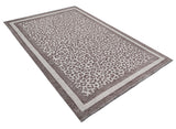 Washable Leopard Patterned Rug in Grey Color
