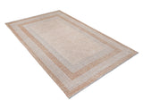 Washable Border Patterned Rug in Beige Color