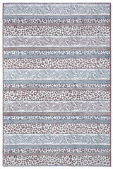 Washable Leopard Patterned Rug in Blue and Grey Color