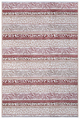 Washable Leopard Patterned Rug in Beige and Burgundy Color