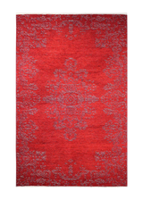 Red, baroque style, floral patterned, medallion, machine washable rug 